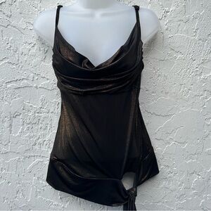 Vintage‎ Tank Top Women Small Cowl Neck Tie Hem Y2K Shimmer Party Vintage NYE